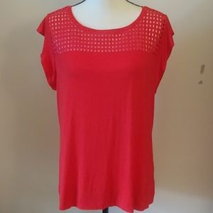Maison Jules top Beijing eyelet ruffle red NWT XL